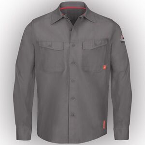 Bulwark IQ Series Comfort Woven QS40 Westex Fr Shirt 4XL LongGray Button Up